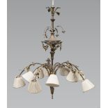 BEAUTIFUL BRONZE CHANDELIER, LATE 19TH CENTURY Louis XVI taste, drooping racemes with ten arms