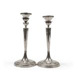 Pair of silver candlesticks, punch Papal State 1824/1865 With torch stem, leaf mouthpiece and