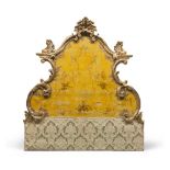 LACQUERED AND GILDED WOOD HEADBOARD, VENICE 18TH-CENTURY ELEMENTS deep yellow, entirely painted