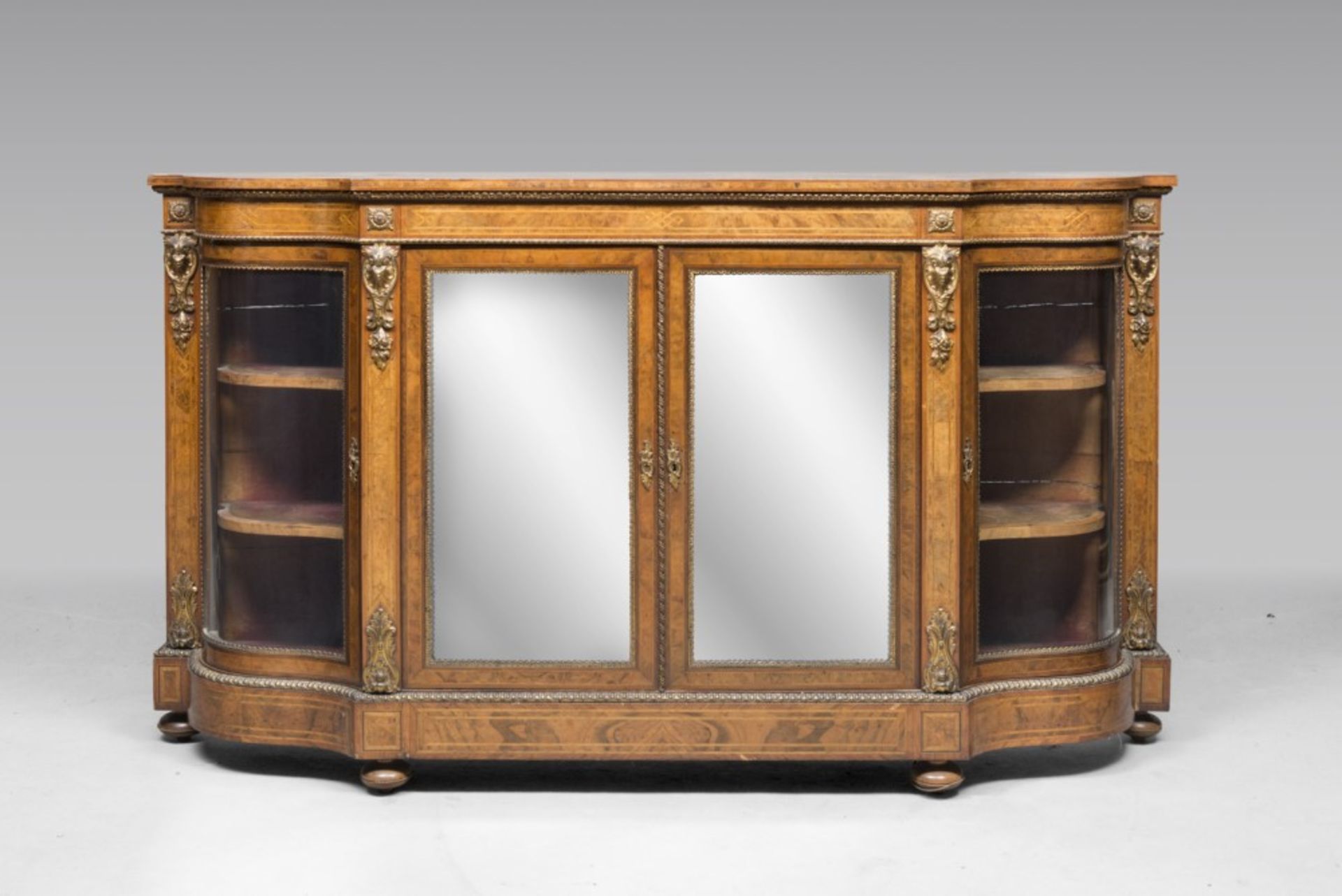 A BEAUTIFUL ELM-BRIAR SIDEBOARD, FRANCE 19TH CENTURY with reserves and edgings in rosewood and woods