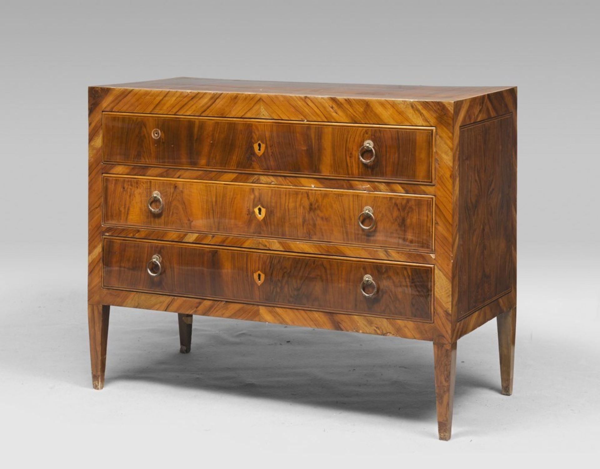Nice purple ebony commode, central Italy late 18th century With Boxwood and Rosewood threads.