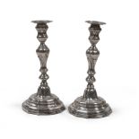 Pair of silver candlesticks, punch Belgium, Antwerp 1772 With a twisted pod. Punch French occupation