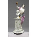 Porcelain Allegorical group, Sax late 18th century In Polychrome, depicting allegory of sculpture.