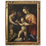 ANDREA DEL SARTO, follower of (Florence 1486 - 1530/31) HOLY FAMILY WITH SAINT JOHN Oil on canvas,