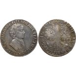 RUSSIAN COINS AND HISTORICAL MEDALS, PETER I, 1689-1725, Rouble ?A?E (1705). 28.39 gm. Moscow,