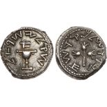 ANCIENT JEWISH COINS, The Jewish war, 66-70ce, Judaea, The Jewish War. Silver Shekel (14.16 g), 66-