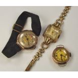 GOLD WATCHES ETC. Two ladies 9ct.