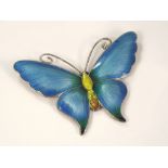 ENAMEL PIN. A silver & enamel butterfly pin by JA & S. No.2377. Max. width 6cm.