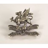 SILVER REGIMENTAL CAP BADGE.