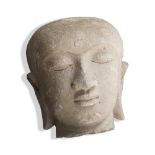 A sandstone head of a Buddha height 11".