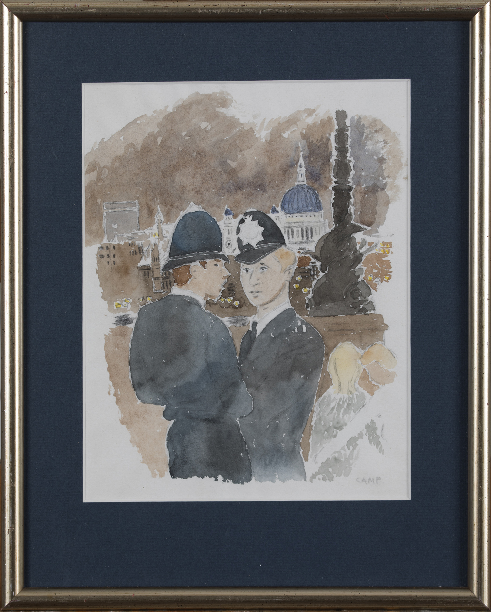 Jeffery Bruce Camp (1923-) London Policeman 1966, watercolour, signed, 8.5" x 6.5". Provenance: