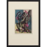 Stanley William Hayter Combat, hand coloured etching, signed and numbered 149/220 12" x 8".