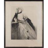 Fernand Touissant (1873-1955/56) Portrait of a woman, etching, signed in watercolour, 19" x 15".