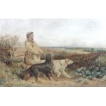 David Cox Junior, ARWS (British, 1809-1885): 'The Wildfowler and his dog', watercolour,