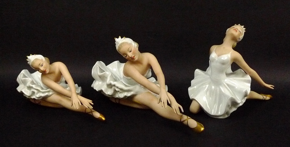 A group of three Wallendorf porcelain ballerina figures,