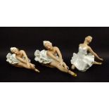 A group of three Wallendorf porcelain ballerina figures,