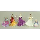 A collection of Royal Doulton figurines comprising Kathleen HN3609, Valerie HN3620, Ellie HN4017,