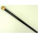 A George V 9ct gold topped gentleman's walking cane, with ebonised shaft,