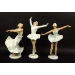 A group of three Wallendorf Porcelain figurines, comprising a ballerina on point, model number 1155,