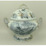 A collection of Samuel Alcock & Co ironstone ceramics, in blue and white with gilt highlights,