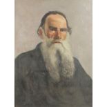 A Russian portrait of Tolstoy, circa 1935, oil on canvas, after the original by Ripin,