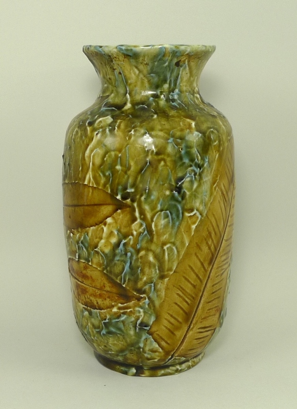 A ceramic vase of ovoid form, with moulded leaf design, in Royal Doulton style, - Image 2 of 4