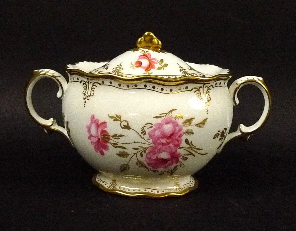 A Royal Crown Derby part dinner service, in the 'Royal Pinxton Roses' pattern, XLVIII, early 1980s,