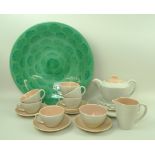 A Poole Pottery celadon green charger, 41cm diameter,