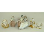 A Capodimonte figurine of a pierrot with Swarovski teardrop, 13cm,