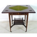 A mid Victorian rosewood, line and marquetry inlaid envelope card table,