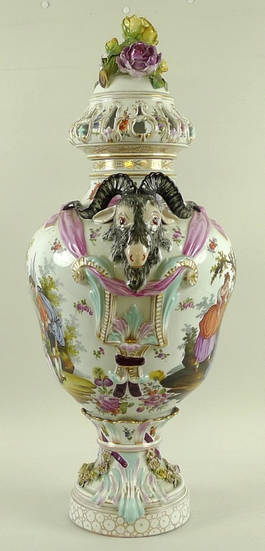 A large Berlin porcelain pot pourri vase and cover, - Image 2 of 9