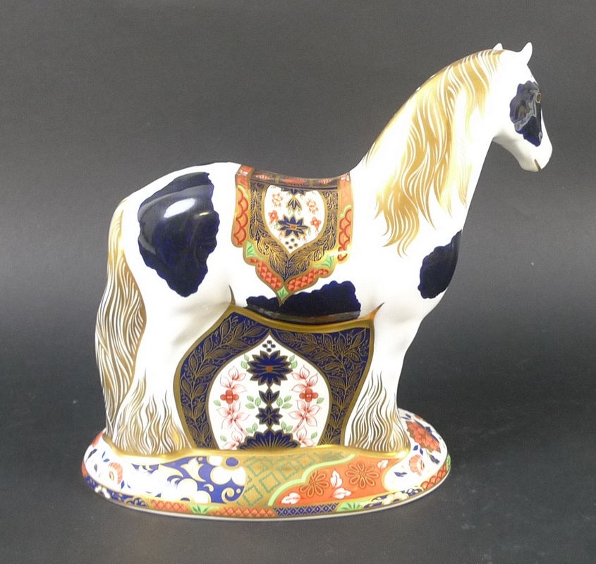 A Royal Crown Derby paperweight of a Welsh Cob, gold stopper, marked to base, - Image 3 of 9