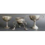 Two silver trophies, one with two angular handles, the bodied engraved Aldershot Show 1962,Class 13,