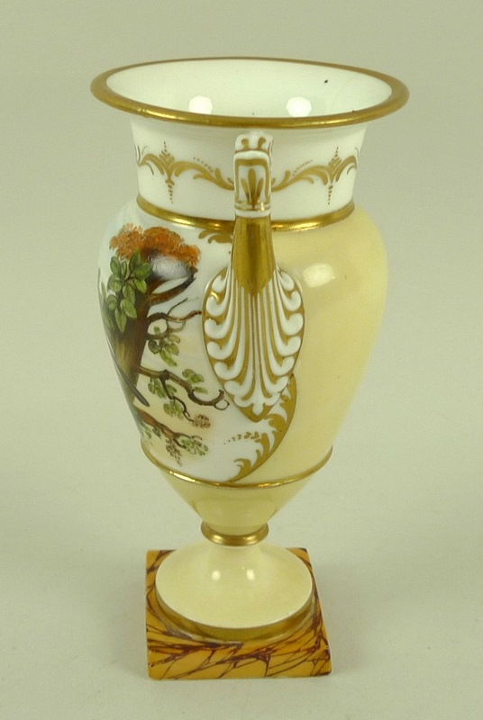 A porcelain urn, circa 1780, possibly Spode, with twin moulded handles, - Image 4 of 5