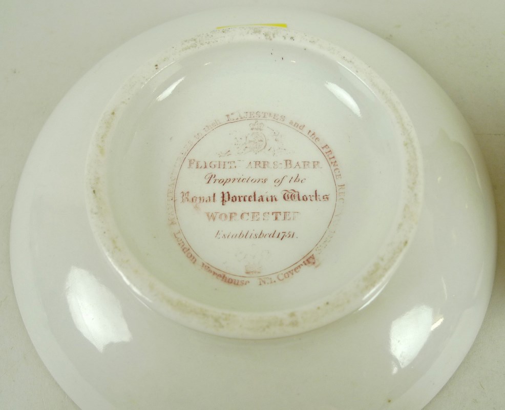 A Flight, Barr & Barr porcelain cup and saucer, circa 1810, of twin handled urn form, - Image 6 of 7