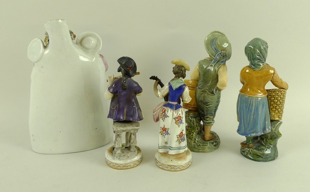 A group of 19th century ceramic figurines, comprising a Staffordshire figural stem vase, - Image 2 of 3