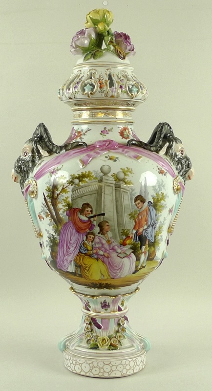 A large Berlin porcelain pot pourri vase and cover, - Image 3 of 9