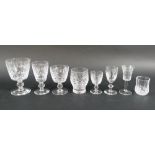 A group of Royal Stuart cut glass table glasses, comprising six red wine glasses,