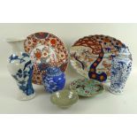 A mixed group of Chinese ceramics, 19th century and later, comprising a baluster vase and cover,