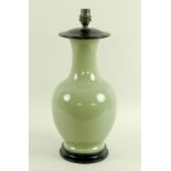 A Chinese celadon glaze table lamp base, circa 1980's,