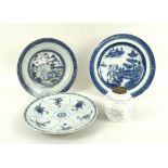 A group of Chinese blue and white, comprising an 18th century plate,