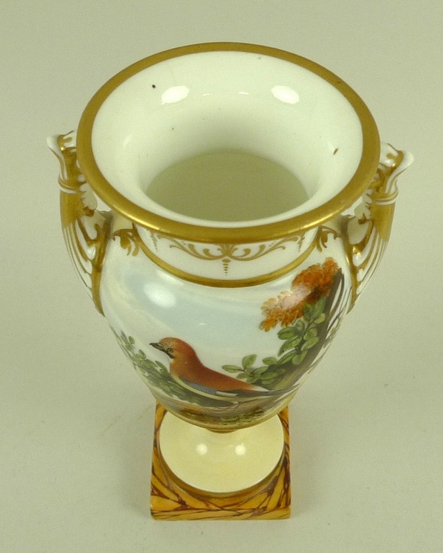 A porcelain urn, circa 1780, possibly Spode, with twin moulded handles, - Image 2 of 5