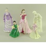 A group of five porcelain figurines,