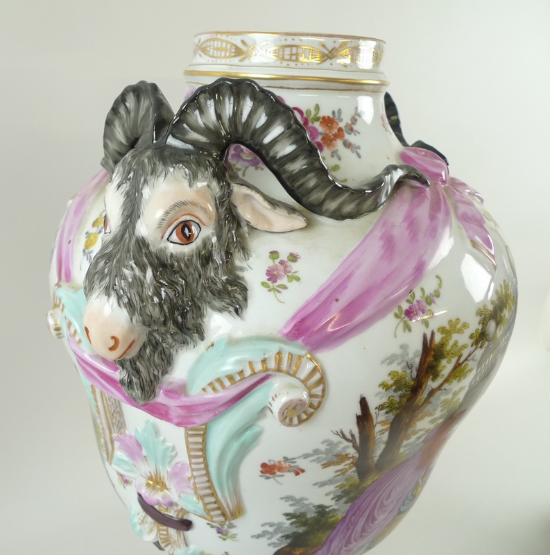 A large Berlin porcelain pot pourri vase and cover, - Image 6 of 9