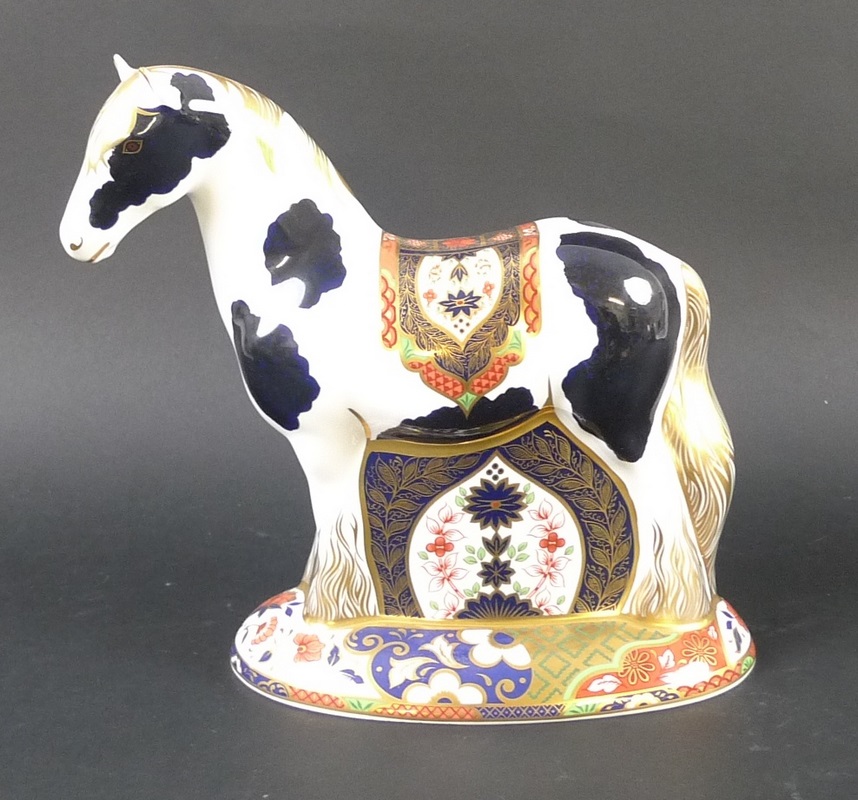 A Royal Crown Derby paperweight of a Welsh Cob, gold stopper, marked to base, - Image 2 of 9