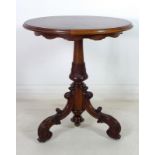 A Victorian mahogany and burr walnut veneered circular occasional table,