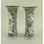 A matched pair of Chinese Export porcelain sleeve vases, Qing Dynasty, early 19th century,