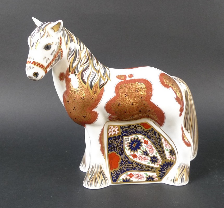 A Royal Crown Derby paperweight of a Welsh Cob, gold stopper, marked to base, - Image 6 of 9