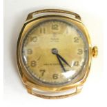 A 9ct gold Tudor gentleman's wristwatch, circa 1950's, silvered dial with brass Arabic numerals,