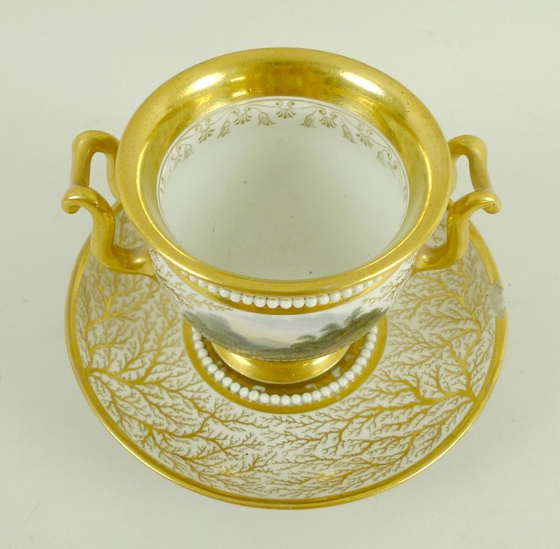 A Flight, Barr & Barr porcelain cup and saucer, circa 1810, of twin handled urn form, - Image 2 of 7